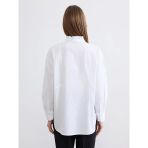 Beyaz Hakim Yaka Poplin Oversize Kadın Gömlek Tunik