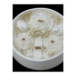 Beyaz Kasede Soya 19x5 Cm Kuş Şakayık Gül Arı Mum