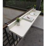 Beyaz katlanır balkon masası korkuluklar için - 99,8 cm x 39,9 cm dış mekan asılı bar masası, yerden tasarruf sağlayan balkon korkuluk masası, küçük alanlar ve toplantılar için ideal