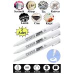 Beyaz Keçeli Kalem 3 Adet Kalıcı Marker Kalem Yağ Bazlı Cam Metal Seramik Ahşap Lastik Plastik Taş Yüzey