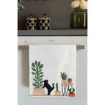 Beyaz Kedili Fırın Mutfak Havlusu 30X50CM - 30 x 50 cm - Beyaz - Yeşil