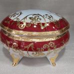 Beyaz Kırmızı Gold Çiçekli İtalyan malı Limoges Porselen Şekerlik 20x16cm, 13 cm yükseklik, SIFIR ÜRÜN