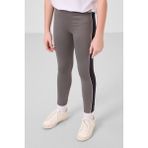 Beyaz-Koyu Gri O Yaka Yan Şerit Detaylı Standart Fit Performans Kız Çocuk Tayt Takım - 75191 - 11 - 12 Yaş - Beyaz - Koyu Gri