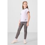 Beyaz-Koyu Gri O Yaka Yan Şerit Detaylı Standart Fit Performans Kız Çocuk Tayt Takım - 75191 - 14 - 15 Yaş - Beyaz - Koyu Gri