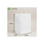 Beyaz Kraft Karton Çanta 19x9x23 cm Burgu Saplı Butik Çanta 50'li
