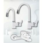 Beyaz Krom Delta Eviye Mutfak , Lavabo , Banyo Bataryası 3’lü Set