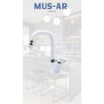 Beyaz Krom Oynar Başlıklı Banyo Lavabo Bataryası