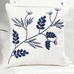 Beyaz Kumaş Punch Nakışlı Yaprak Tasarımlı Dekoratif Kırlent Kılıfı 45 X 45 Cm