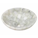 Beyaz Kuvars Gemi Lavabo | 18 x 18 x 5 İnç Banyo Lavabo | Modern Banyo Dekoru için El Yapımı Doğal Taş Tezgah Üstü Vanity Bowl Lavabo | Cilalı Yuvarlak Lavabo