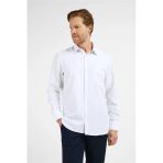 Beyaz - Lila Çizgili Desen Sert Yaka Uzun Kol Cepli Comfort Fit Pamuklu Gömlek 1004255274