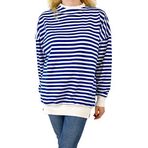 Beyaz Mavi Çizgili Sweatshirt (S)