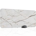 Beyaz Mermer Desenli Oyuncu Gaming Mouse Pad Kauçuk Kaymaz Taban Mousepad (V5, 90x40 XXL)