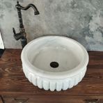 Beyaz Mermer Kavun Dilimli Lüx Lavabo