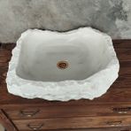 Beyaz Mermer Şekilsiz Lüx Lavabo