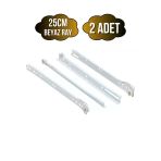 Beyaz Metal Çekmece Rayı Tekerlekli Mobilya Dolap Çekmece Rayı(Beyaz)(Takım)(Metal) 25Cm 25Cm - 2 Adet