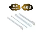Beyaz Metal Çekmece Rayı Tekerlekli Mobilya Dolap Çekmece Rayı(Beyaz)(Takım)(Metal) 30Cm 30Cm - 4 Adet