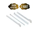 Beyaz Metal Çekmece Rayı Tekerlekli Mobilya Dolap Çekmece Rayı(Beyaz)(Takım)(Metal) 35Cm 35Cm - 2 Adet