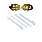 Beyaz Metal Çekmece Rayı Tekerlekli Mobilya Dolap Çekmece Rayı(Beyaz)(Takım)(Metal) 35Cm 35Cm - 4 Adet