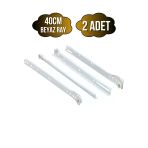 Beyaz Metal Çekmece Rayı Tekerlekli Mobilya Dolap Çekmece Rayı(Beyaz)(Takım)(Metal) 40Cm 40Cm - 2 Adet