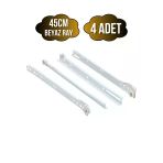 Beyaz Metal Çekmece Rayı Tekerlekli Mobilya Dolap Çekmece Rayı(Beyaz)(Takım)(Metal) 45Cm 45Cm - 4 Adet