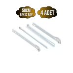 Beyaz Metal Çekmece Rayı Tekerlekli Mobilya Dolap Çekmece Rayı(Beyaz)(Takım)(Metal) 50Cm 50Cm - 4 Adet