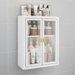 Beyaz Metal Ecza Dolabı, Duvara Monte Cam Kapılı Banyo Deposu, Banyo, Mutfak, Çamaşır Odası, Yurtlar için Tuvalet Üstü Asılı Nizer (50 * 14 * 50 cm)
