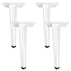 Beyaz Metal Konik Masa Ayakları - 4 adet 15 cm (5,9 inç) Mobilya Ayakları, Yataklar, Kanepeler, Kahve ve TV Standları için Kürk Ayaklı, Kauçuk Kaymaz Paspaslar ve Ücretsiz Vidalar Dahil