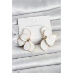 Beyaz Mineli Lotus Model Pirinç Kadın Küpe