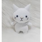 Beyaz Miniş Pisi Uyku Arkadaşı Amigurumi Organik Oyuncak