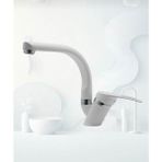 Beyaz Mix Lavabo Bataryası Çift Su Girişli Çeşme Banyo Musluğu Mutfak Çeşmesi