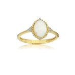 Beyaz Oval Taşlı Prenses Gümüş Yüzük-Opal Taşlı Prenses Tasarım Yüzük-Hediye Gümüş Yüzük