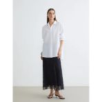 Beyaz Oversize Poplin Kadın Gömlek Tunik