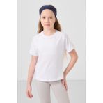 Beyaz Pamuklu O Yaka Oversize Fit Basic Kız Çocuk T-Shirt - 75182 - 9 - 10 Yaş