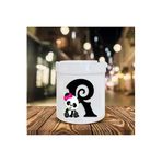 Beyaz Panda Desenli R Harfi Baskılı Seramik Şık Küllük