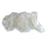 Beyaz Peluş Post Halı 87X57 Cm - Lüks Suni Kürk Dekoratif Örtü Kaymaz Taban