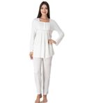 Beyaz Pembe Emzirme Özellikli Hamile Lohusa Pijama Takımı Effort, M, EF3022-198042719506