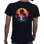 Beyaz Penguen Hawaii Siyah Penye Basic Erkek Tişört