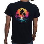 Beyaz Penguen Hawaii T-Shirt Pamuklu Siyah Penye Basic Erkek Tişört - 2XL
