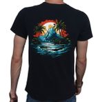 Beyaz Penguen Island T-Shirt Pamuklu Siyah Penye Basic Erkek Tişört - 2XL