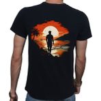 Beyaz Penguen Man On Island T-Shirt Pamuklu Siyah Penye Basic Erkek Tişört - 2XL