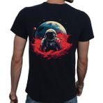 Beyaz Penguen Man On The Moon Siyah Penye Basic Erkek Tişört