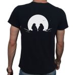 Beyaz Penguen Man On The Moon T-Shirt Pamuklu Siyah Penye Basic Erkek Tişört - 2XL