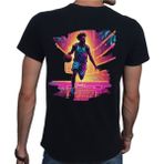 Beyaz Penguen Neon Spor T-Shirt %100 Pamuklu Siyah Penye Basic Erkek Tişört