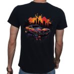 Beyaz Penguen Splash Car T-Shirt Pamuklu Siyah Penye Basic Erkek Tişört - 2XL