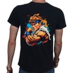 Beyaz Penguen Splash Fight T-Shirt %100 Pamuklu Siyah Penye Basic Erkek Tişört - XL