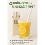 Beyaz Pipet - Beyaz Karton Pipet - Karton Pipet - Kağıt Pipet - Beyaz Kağıt Pipet - 25 Adet
