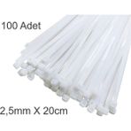 Beyaz Plastik Cırt Kelepçe 2.5X20CM Kablo Bağı Elektrik Kablosu 100 Adet