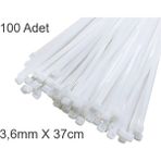 Beyaz Plastik Cırt Kelepçe 3.6X37CM Kablo Bağı Elektrik Kablosu 100 Adet