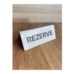 Beyaz Pleksi Masaüstü Rezerve Yazısı (Çift Yönlü)