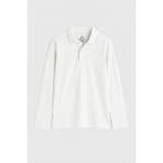 Beyaz Polo Yaka Basic Uzun Kollu Erkek Çocuk T-Shirt - 11170